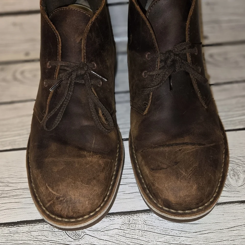 Clarks Men's Bushacre 2 Casual Chukka Boots Beeswax Dark Brown Size 11.5
